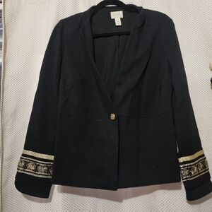 Chico's Black and Gold Embroidered Blazer